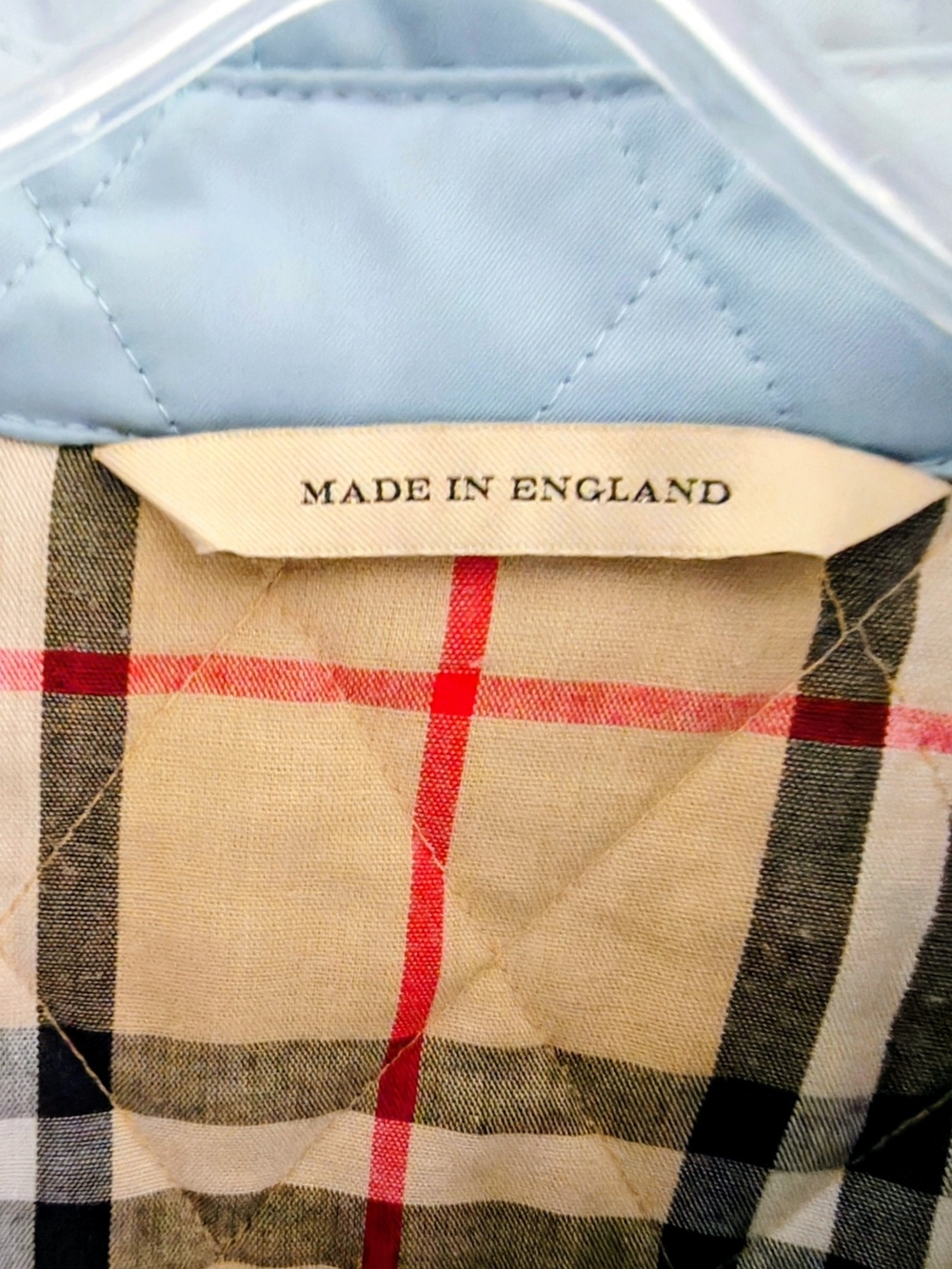 Burberry Light Blue Quilted Shirt Jacket with Classic Check Lining - Picture 4 of 6